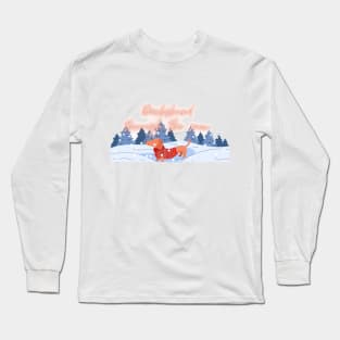 Dachshund Through The Snow Christmas Dog Long Sleeve T-Shirt